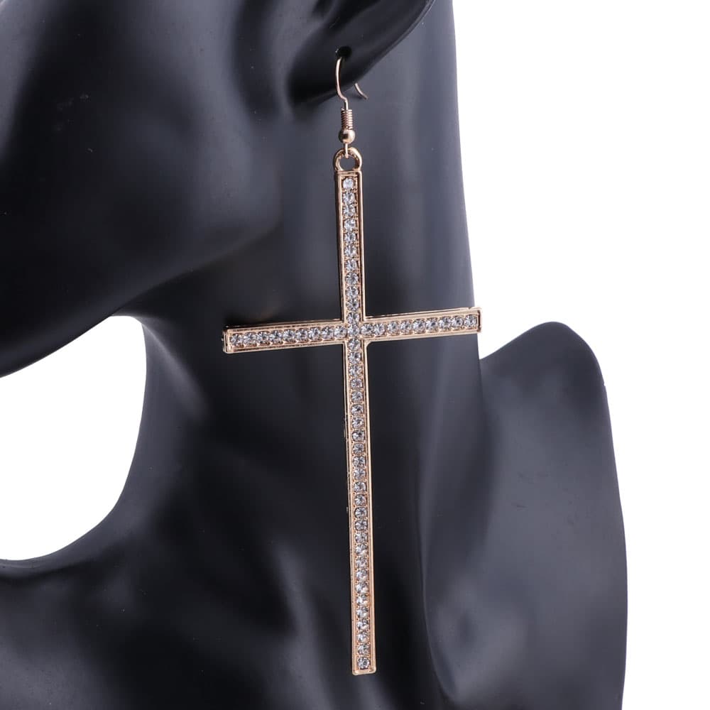 Fashion Long Tassel Crystal Cross Earrings for Women Girls Shiny Accessories Earrings Jewelry Gifts Party