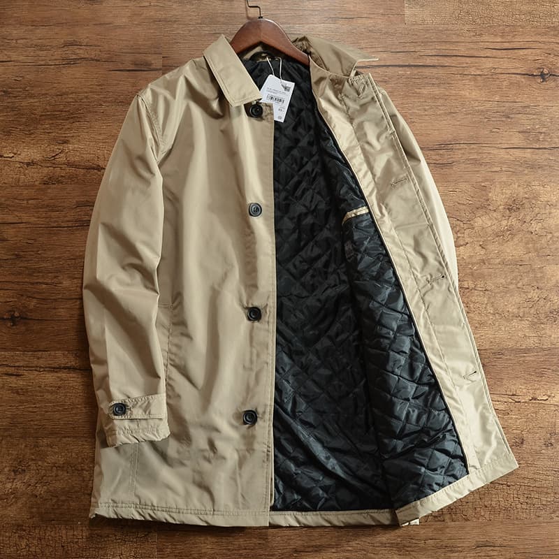 Manteau d'hiver long imperméable et coupe-vent pour homme, avec rembourrage, trench-coat doublé chaud, pour un style extérieur, décontracté et urbain.