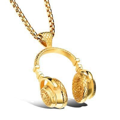 Fashion Rock Hip Hop Jewelry Men Necklace Stainless Steel DJ Music Headphone Pendant Necklaces Cool Gifts Mens Jewellery