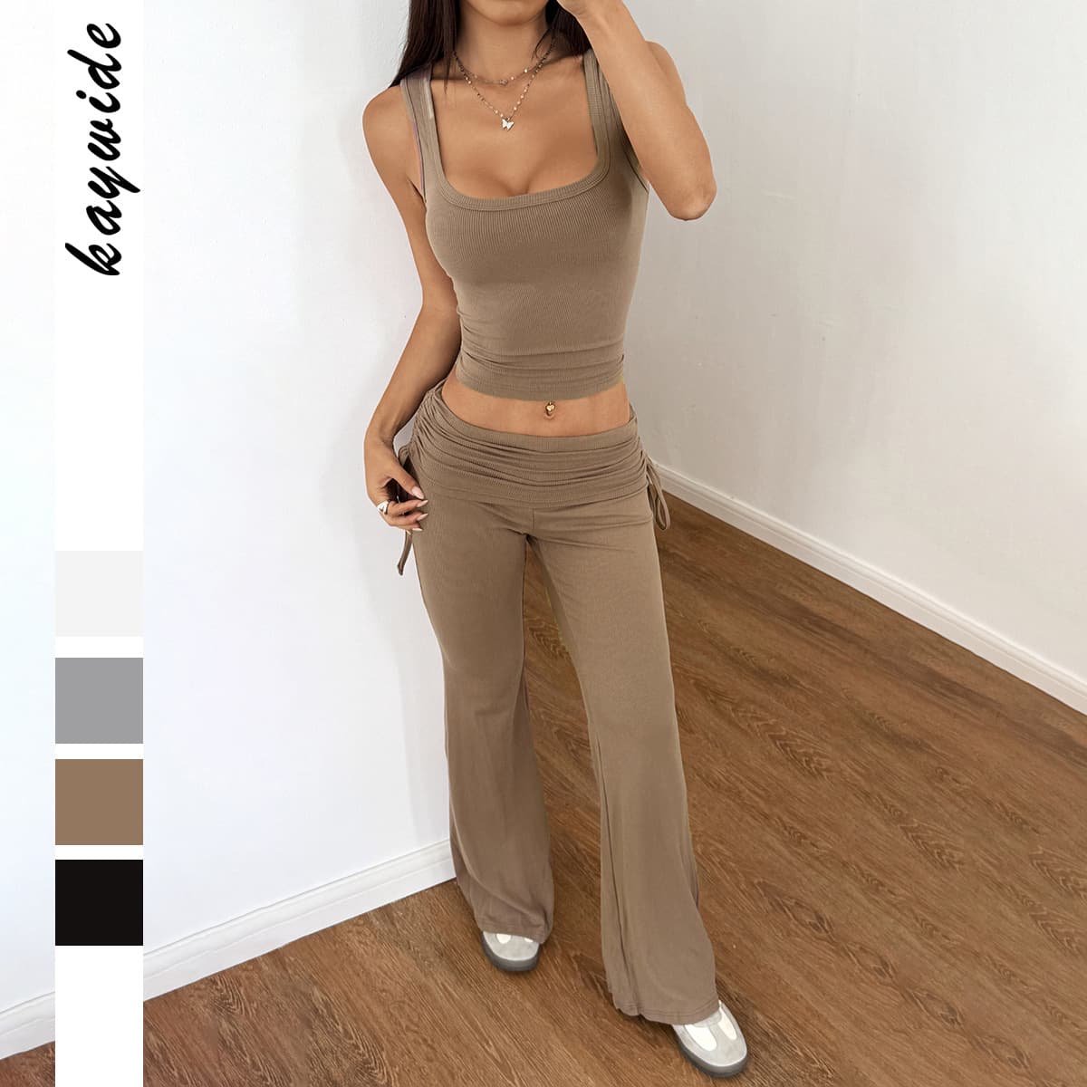 Women's Clothing Sports Hot Girl Two Piece Camisole Slightly Spicy Wide Leg Pants Suit Women's Clothing Spring And Summer