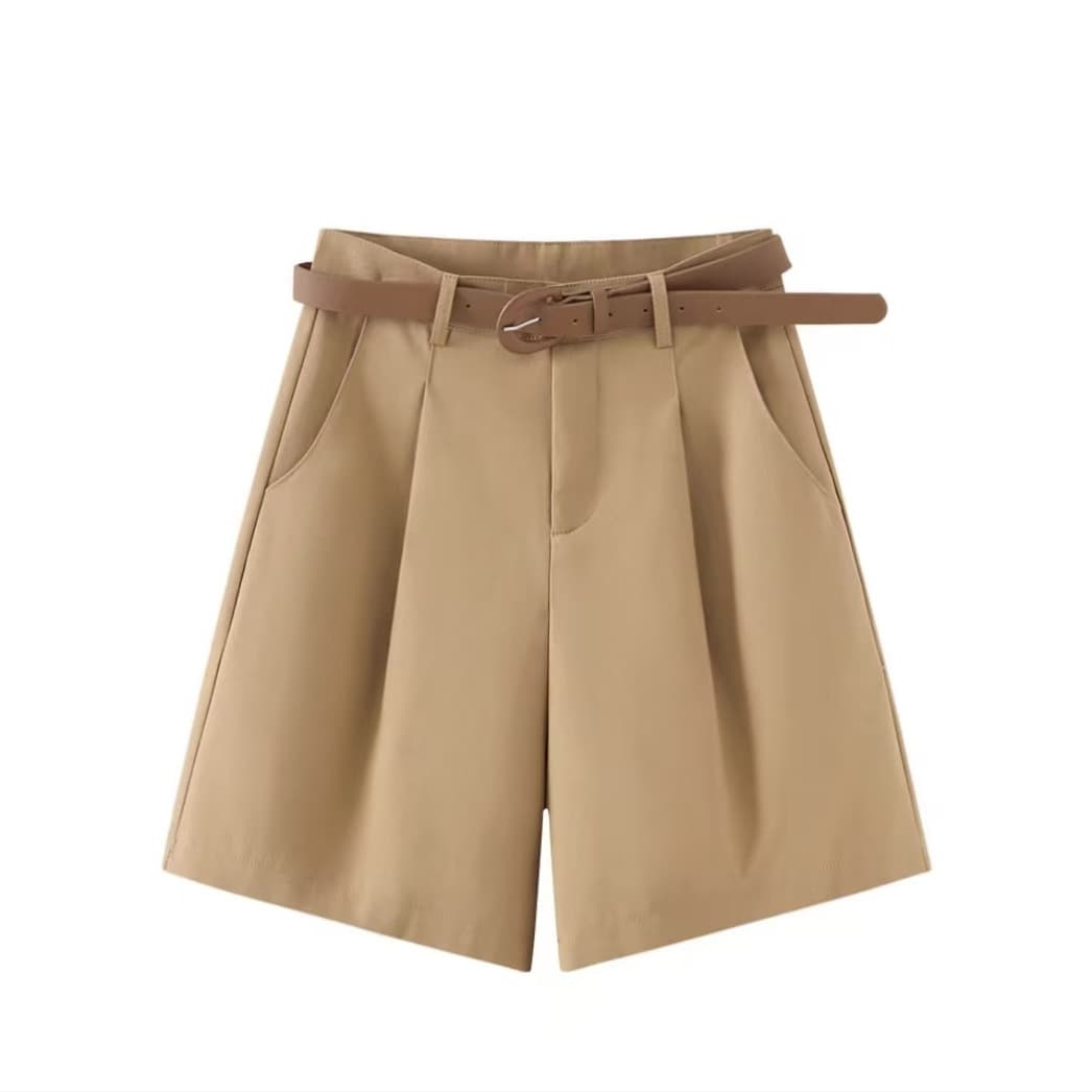 Women's High Waist Loose Fitting Cargo Shorts Style Solid Color Slimming Wide Leg Pants Versatile Summer