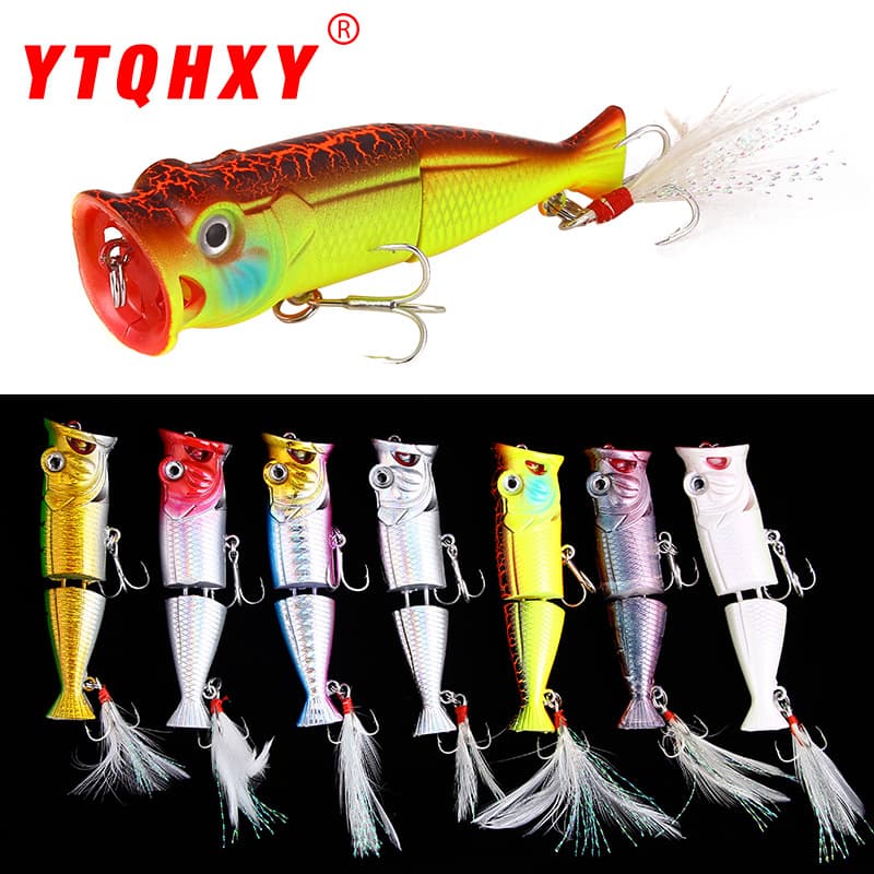 Lure Bait Two Section Fish Bait Water Surface Tie Blood Groove Feather Three Hook Wave Climbing Simulation Bait Hard Bait Fishing Gear