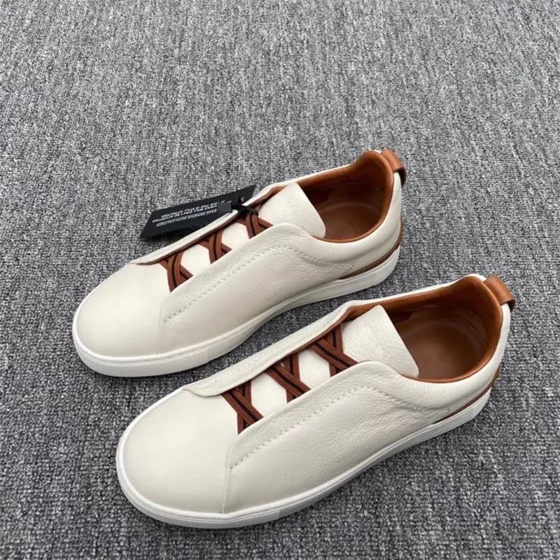 Z Genuine Leather Low Top Slip On Driving Casual Fashion Sports Shoes 2026 New White Sneakers Men
