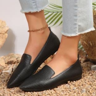 Mocassins plats à enfiler pour femmes, imprimé serpent - Mocassins respirants en PU avec doublure en cuir souple, chaussures décontractées confor