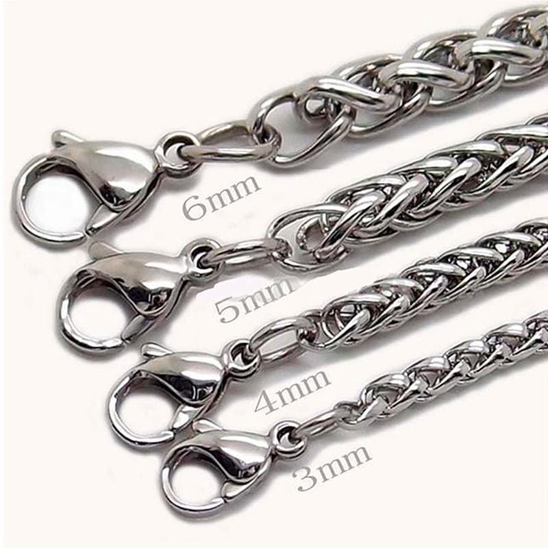 Fashion HNSP 3MM-8MM STAINLESS STEEL TWIST CHAIN NECKLACE FOR MEN WOMEN Punk Neck Jewelry Accessories Male Thick LONG CHAINS