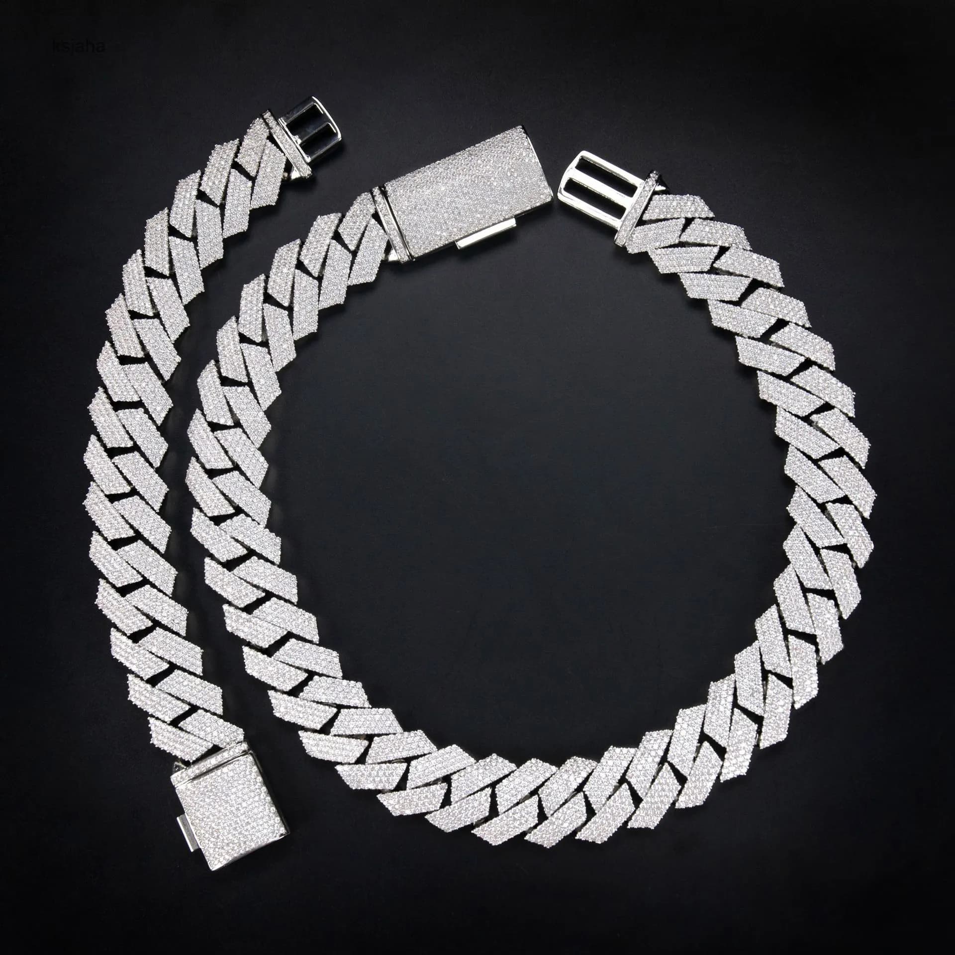 Customized 20mm 4Rows Moissanite Dia Iced Out Miami Cuban k Chain bracelet Sterg sier Hip Hop Jewelry Necklace for men
