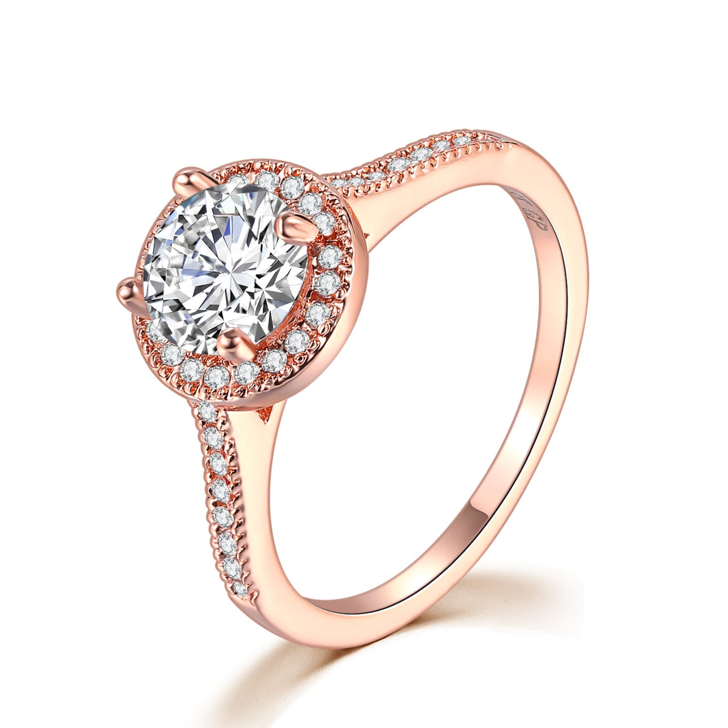 Misty Moon Classic Engagement Ring Women's Micro Set AAA Zircon Plated Platinum Diamond Ring Jewelry