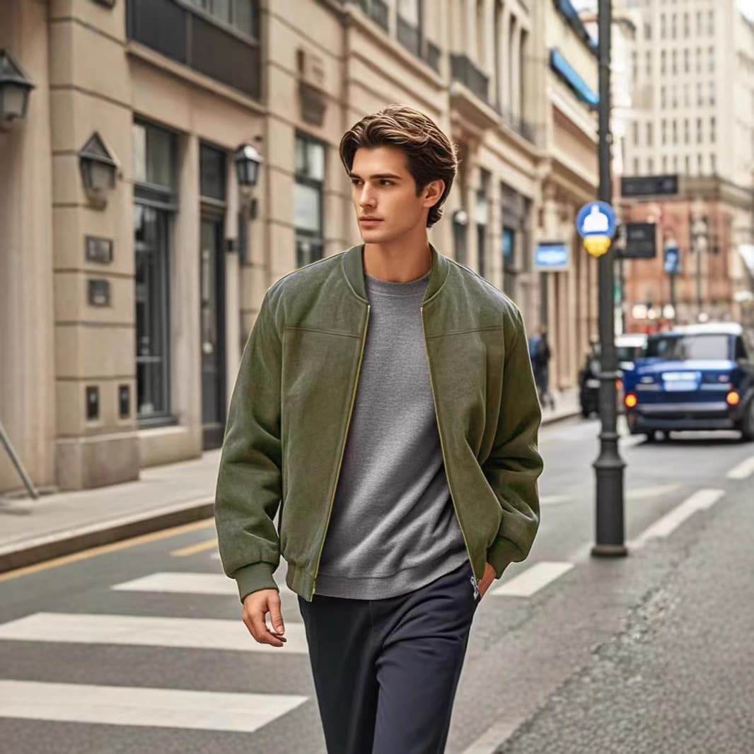 Men's Clothing Autumn And Winter Men's Suede Stand Collar Jacket Men's Loose Casual Zipper Cardigan Coat Trendy Fashion Men's Jacket