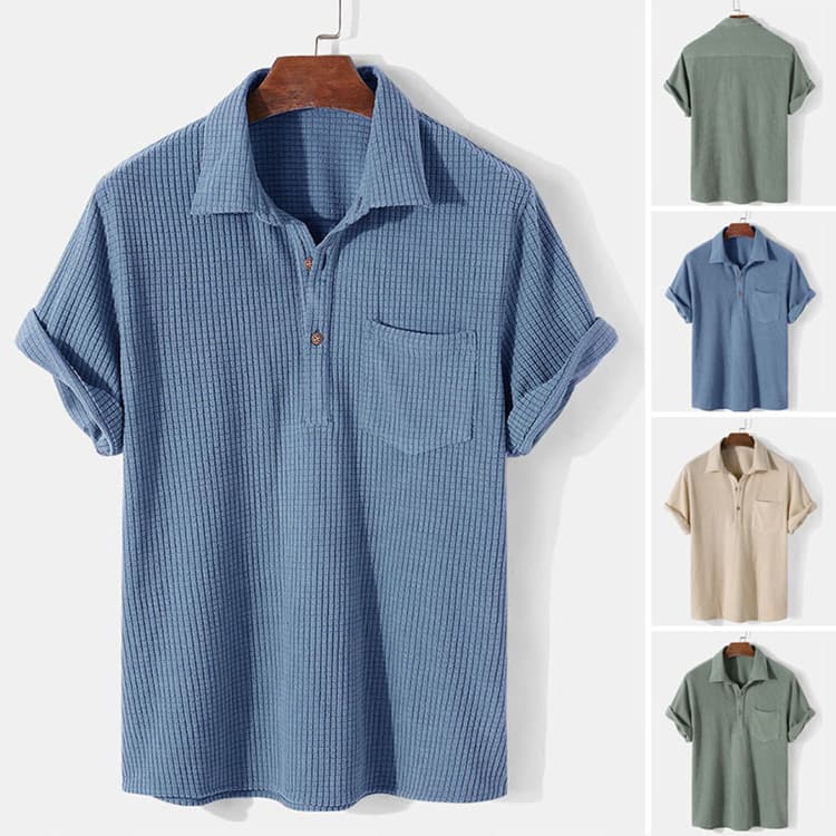 Men's Clothing Men's Casual Loose Plaid Short Sleeved Shirt Comfortable Shirt