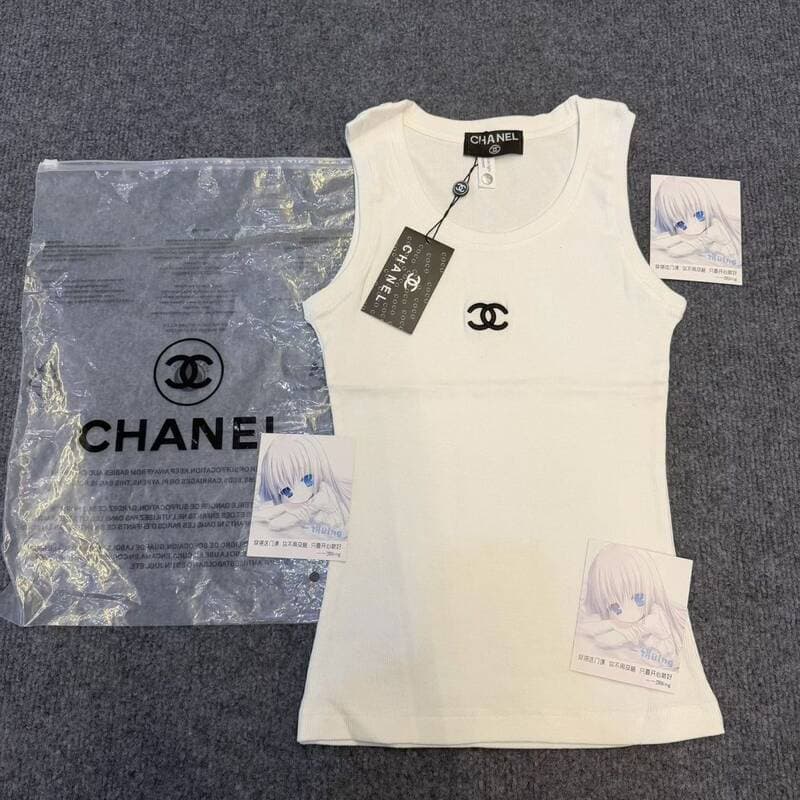 Débardeur d'été brodé pour femme, coupe ajustée, en pur coton, imprimé lettres, sans manches.
