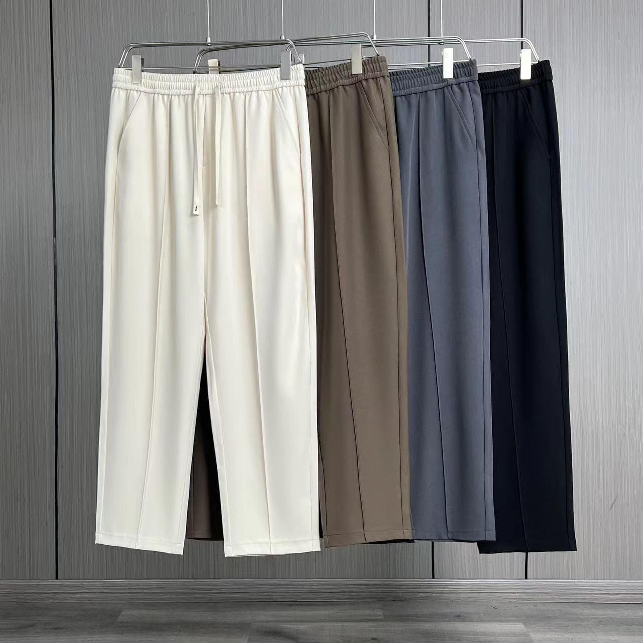 Men's Solid Color Stretch Pants – Slim Fit Casual Trousers With Elastic Waist, Versatile & Stylish