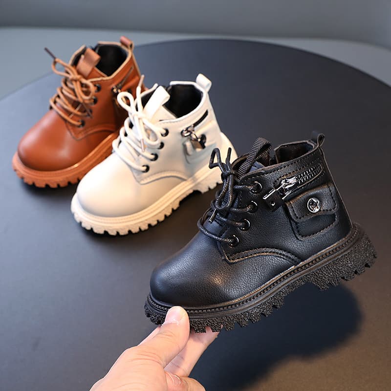 Child's shoes Boys fashion Doc Martens girls side zipper soft-soled single boots