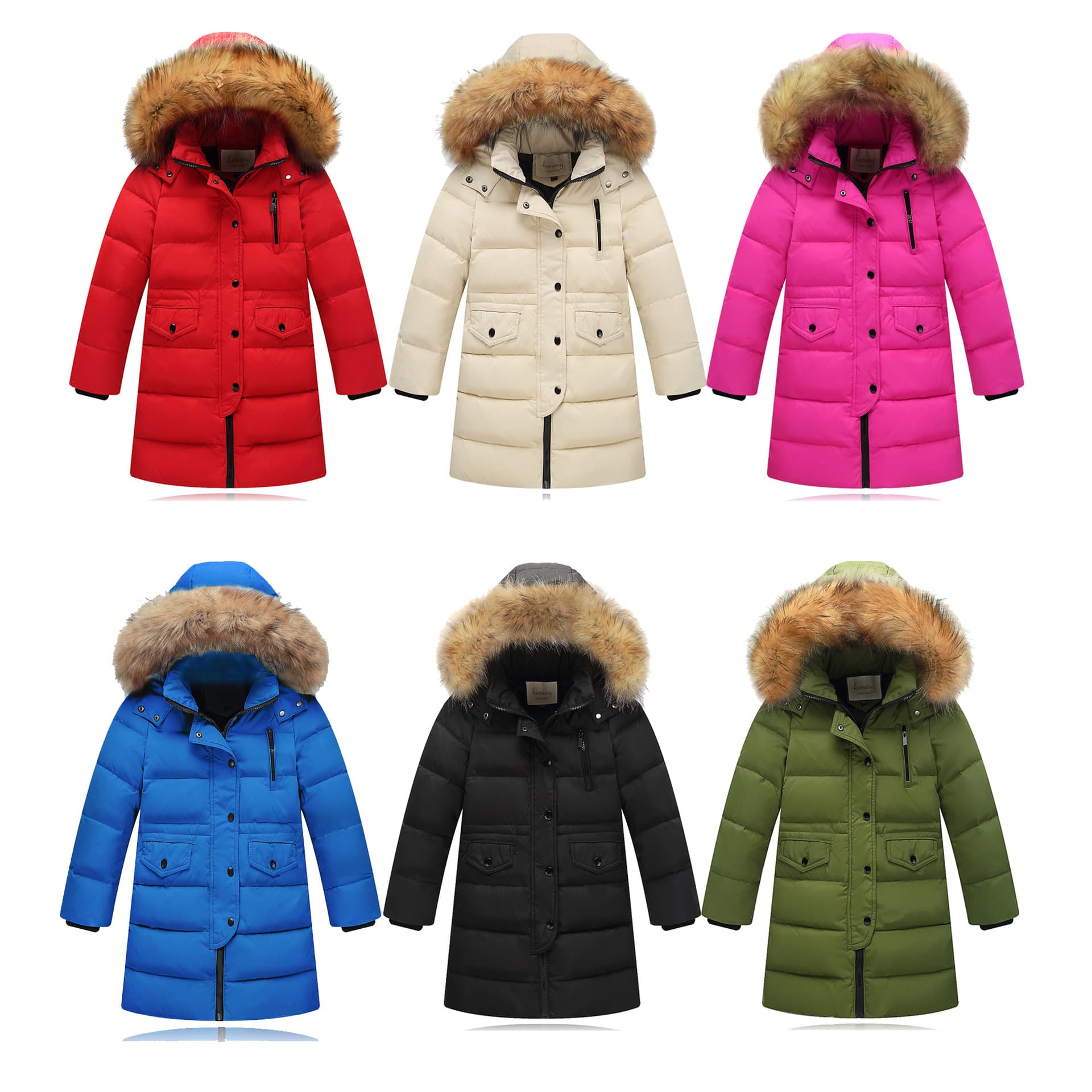Children's Down Jacket Girls' Medium Length Thick Big Fur Collar Men's Big Children's Coat