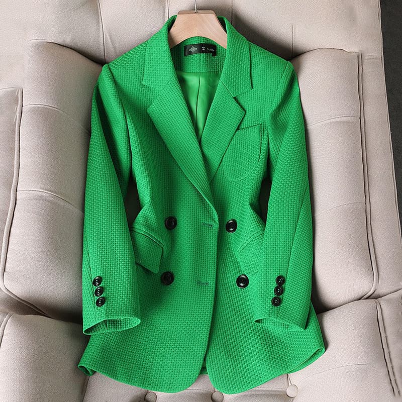 Women's Clothing Green casual suit autumn and winter professional formal wear fashionable temperament goddess style small suit four button coat