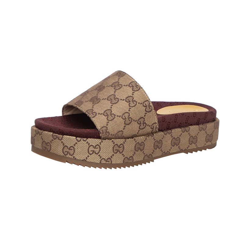 Pantoufles G unies pour femmes, chaussures à plateforme décontractées et chaudes à enfiler.