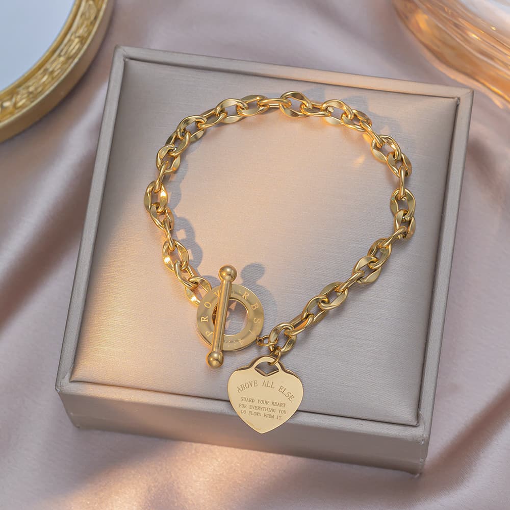 European And American Cross-Border Source Heart Titanium Steel For Women, Personalized Jewelry, Versatile OT Buckle,