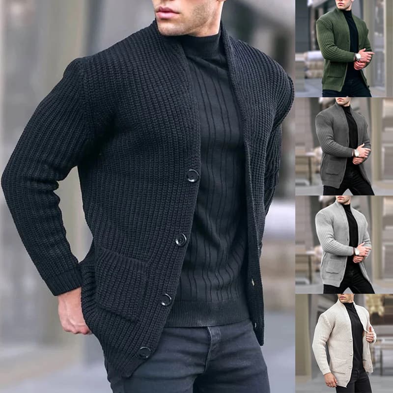 Men's Clothing European And American Fashion Cardigan Long-Sleeved Loose Solid Color Pocket Button Slim Fit Men's Autumn And Winter New Sweater