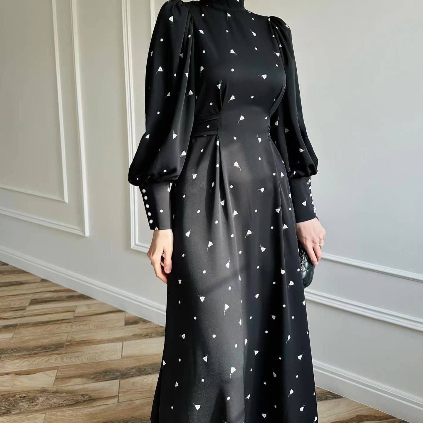 Women's Clothing Spring New Women's Dress Fashion Print Round Neck Long Sleeve Temperament Dress