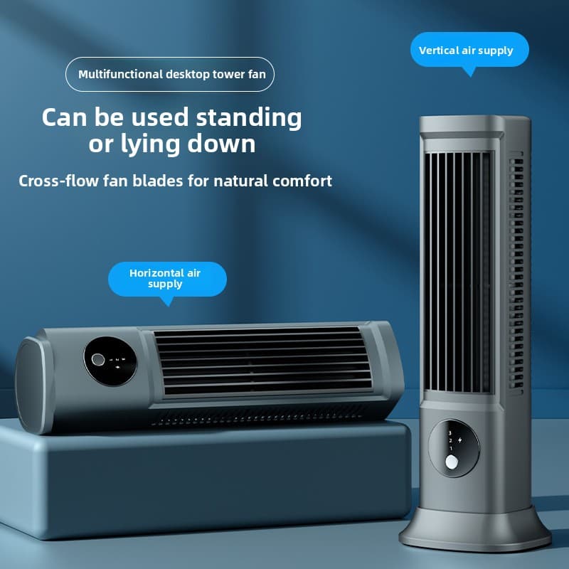 New Cross-border Desktop USB Rechargeable Bladeless Tower Fan, Portable For Desktop, Office, And Home Use, Small