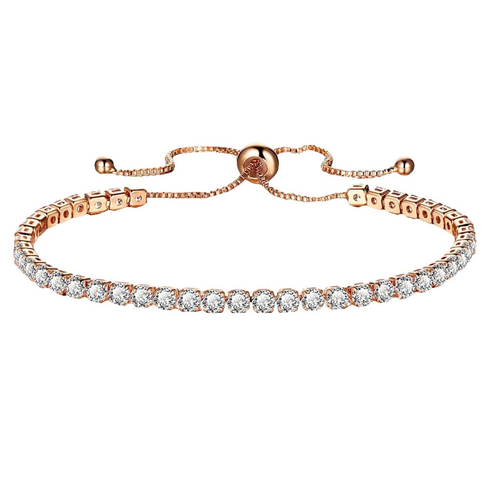 Yamaler Luxury Cubic Zircon Single Row Pull Slider Bracelet Women Adjustable Bangle