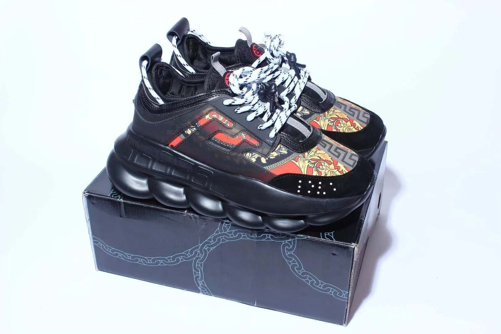 Chaussures de sport décontractées tendance Chain Reaction à tige basse, style rétro, polyvalentes, pour couples, semelle épaisse rehaussante et