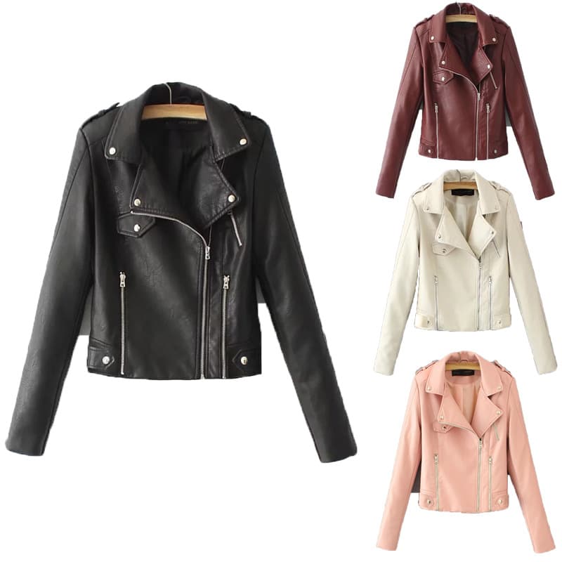 Women's Clothing motorcycle jackets Slim short coat jacket PU women's leather jacket