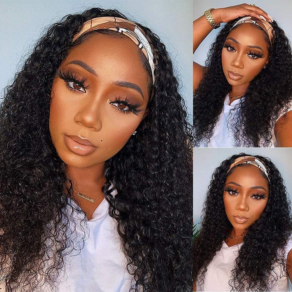Kairuisi Headband Wig For Women – Natural Short Curly Synthetic Hair Topper, Effortless No-Braid Afro Kinky Curls, Heat-Resistant Fiber