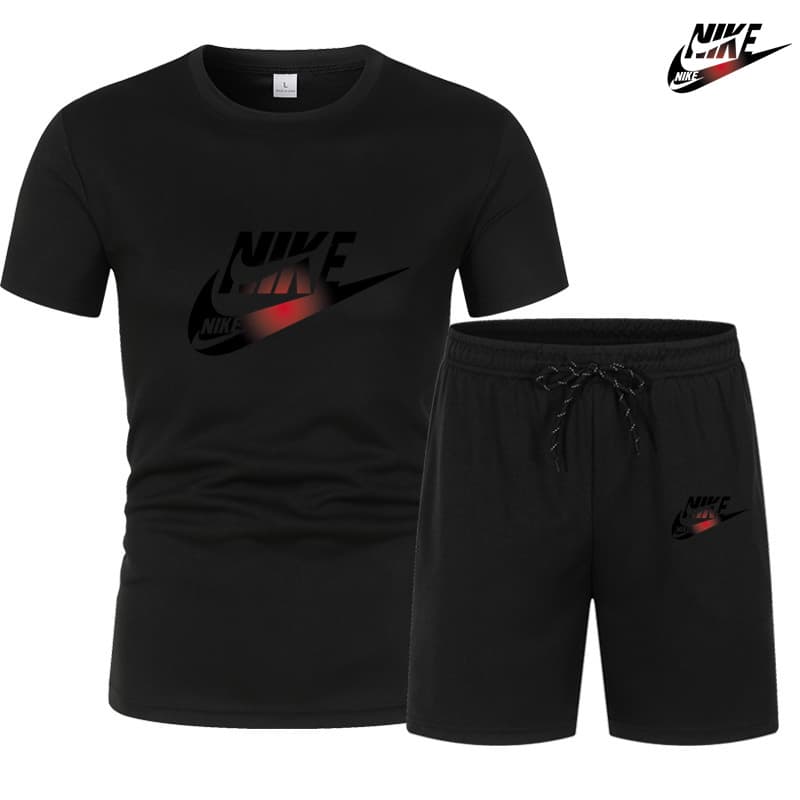 Ensemble de sport décontracté d'été pour hommes, T-shirt à manches courtes + short, deux pièces, élastique et respirant, ensemble d'entraînem