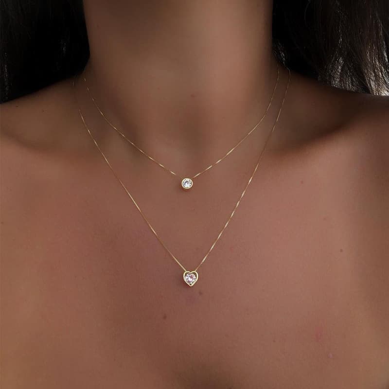 Fashion Alloy Multi-layer Heart Water Drop Pendant Versatile Necklace Clavicle Chain For Women