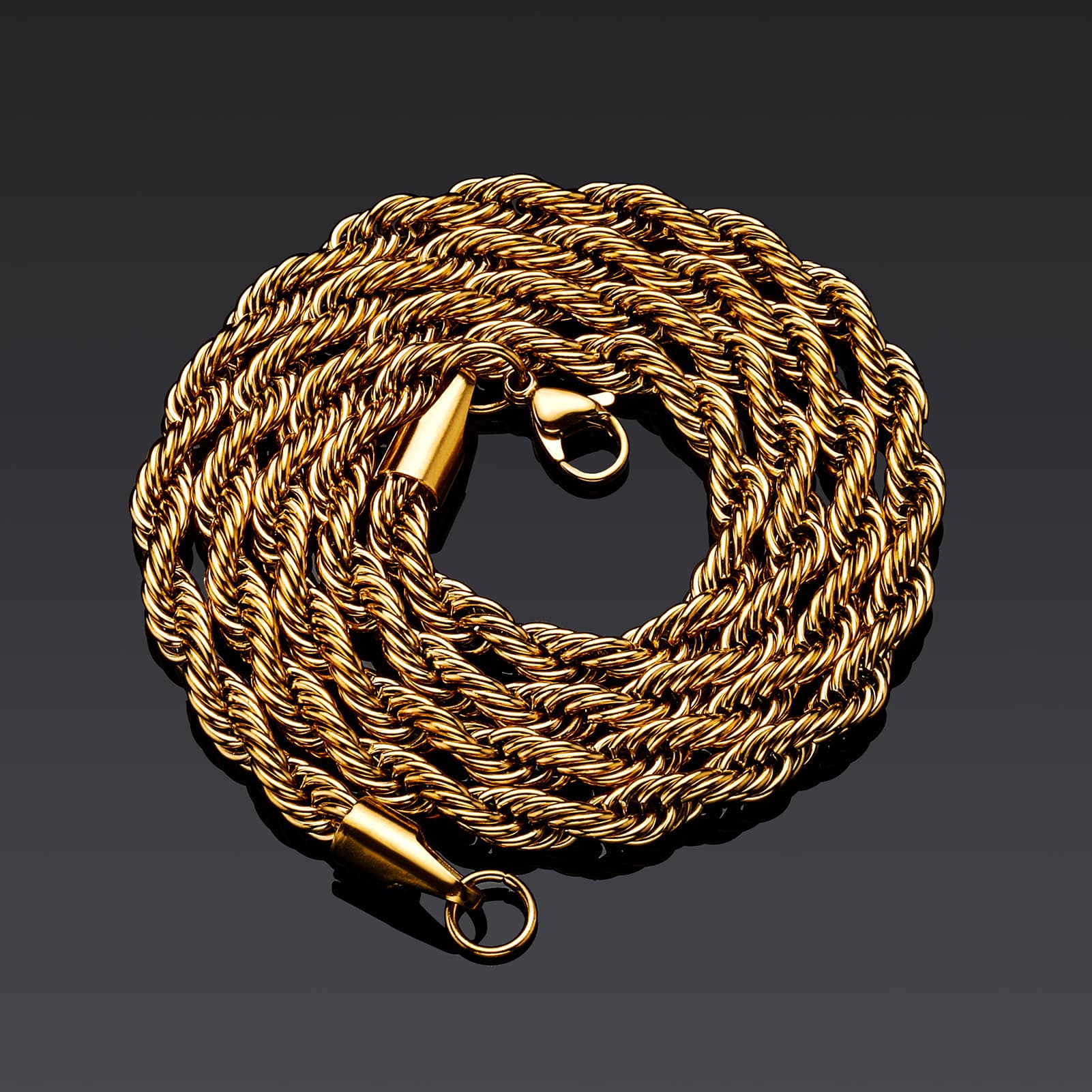 Necklaces Hip Hop Plain Chain 5mm Thick Encrypted Stainless Steel Twist Chain Color Preserving Electroplating Twisted Rope Set Necklace Bracelet