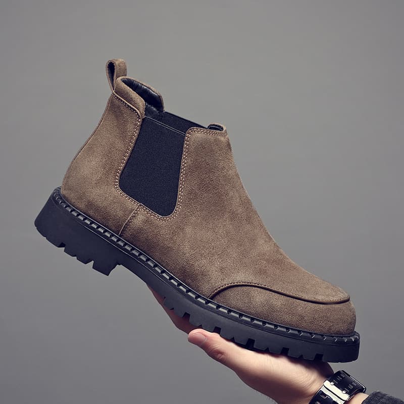 Chelsea Boots Leather Comfortable Breathable Retro Short Boots Casual Korean High-top Platform Men's Shoes