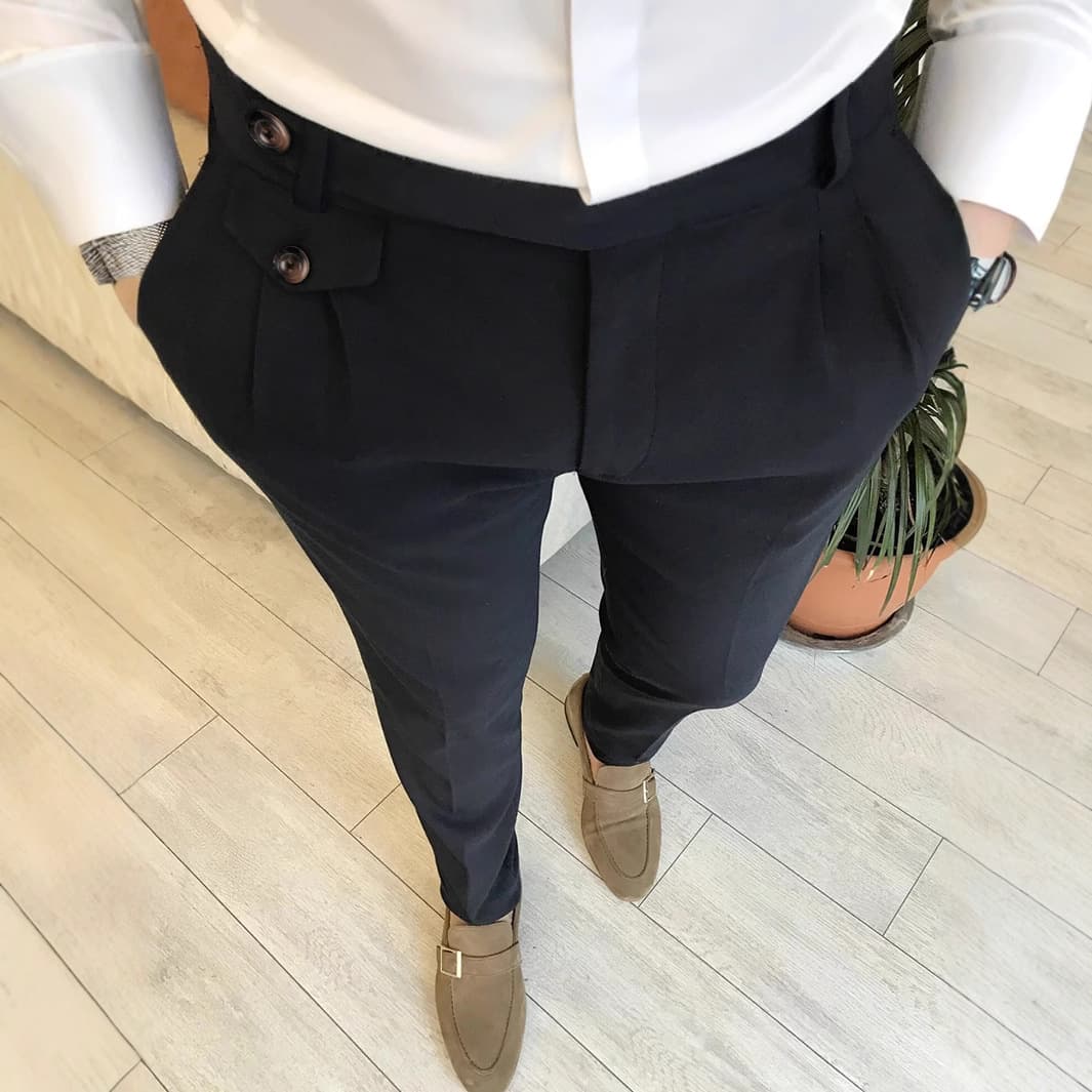 Men's Clothing Solid Color Casual Slim Fit Formal Pants Slim Tapered Four Seasons Hot Style