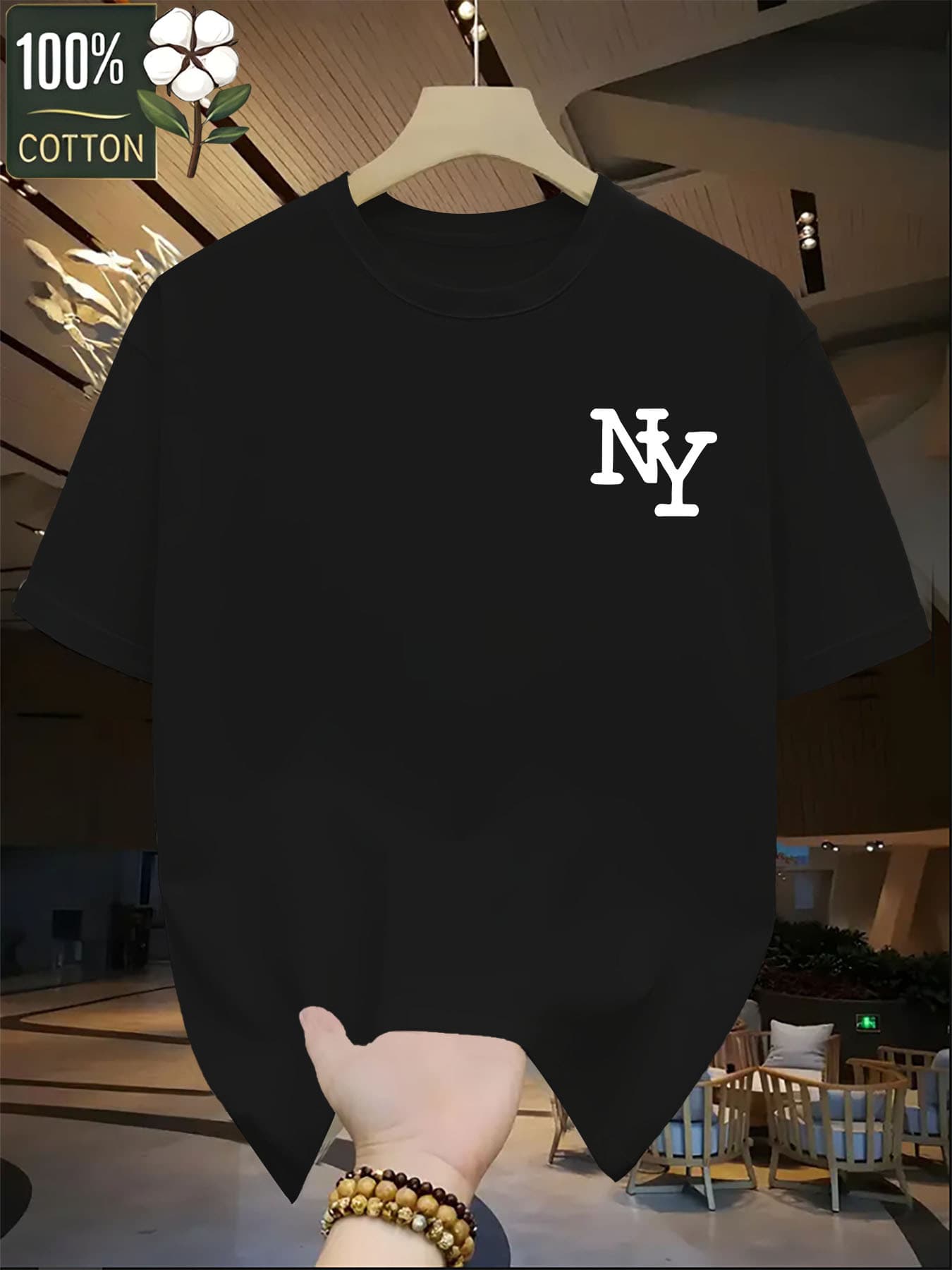 100 Cotton Casual Black T-Shirt With Print Soft Breathable And Comfortable Round Neck Tee For Summer Perfect For Casual AttireComfortable ClothingFas