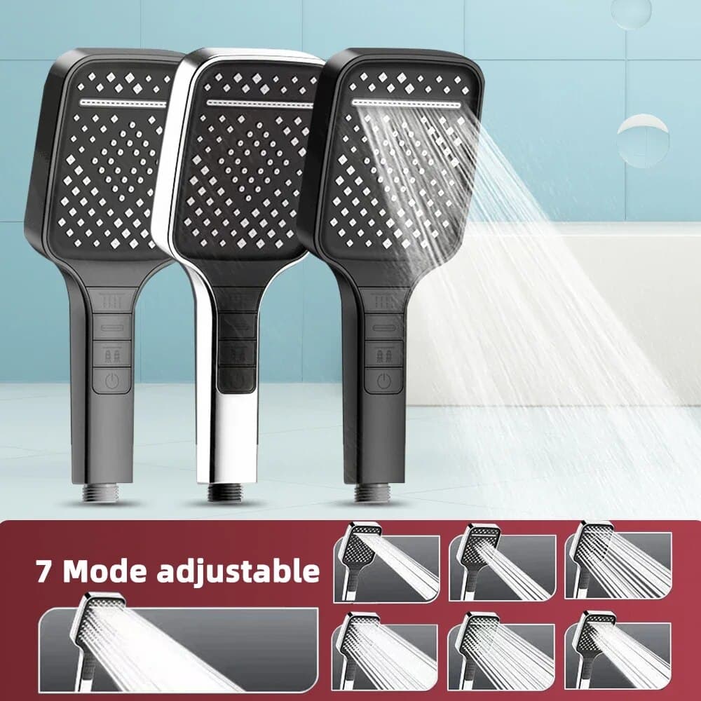 Large Rainfall 7 Modes Adjustable Head Water-saving Shower Spray Mixer Nozzles Bathroom Accessories