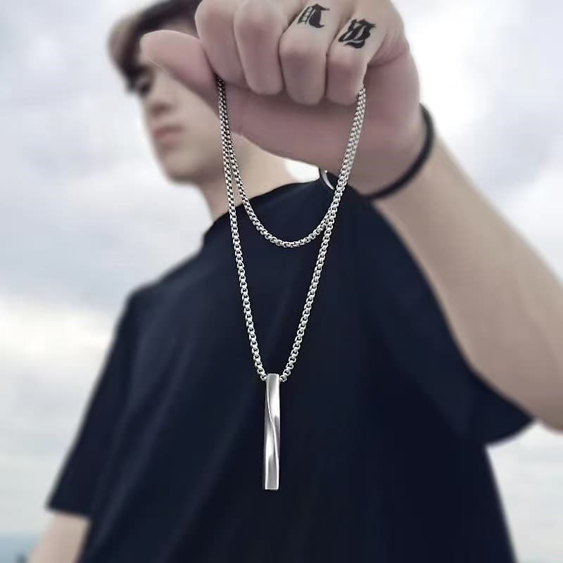 Long Versatile And Minimalist Titanium Steel Sweater With Personalized Instagram Hip-hop Pendant Chain Necklace Men's