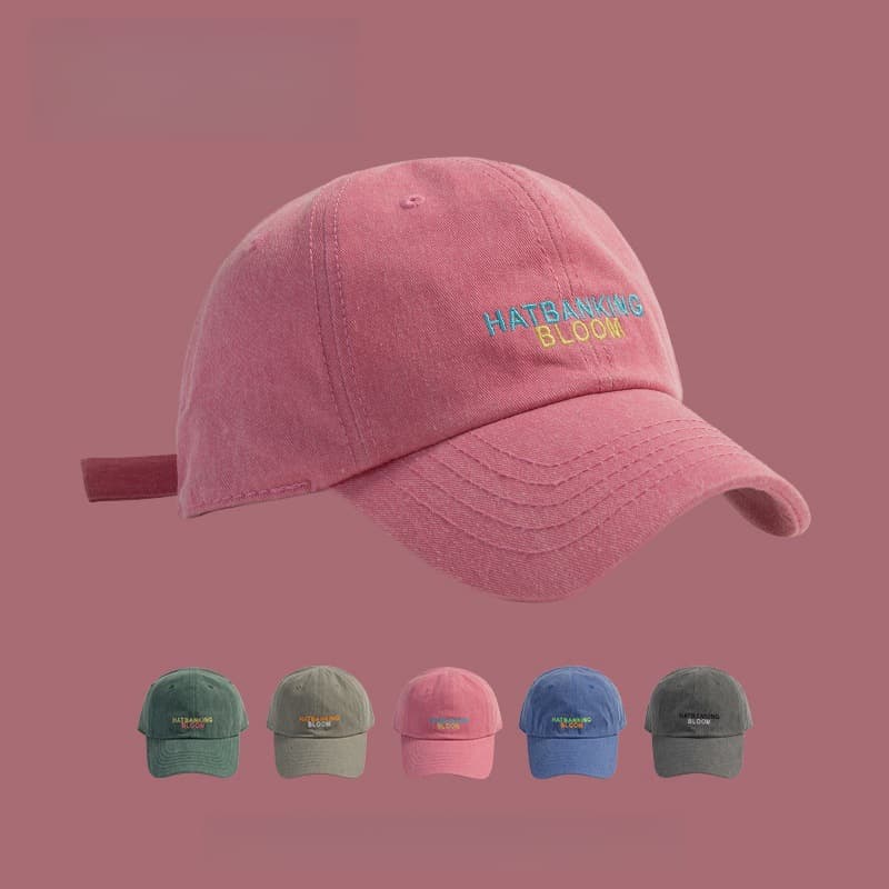 Ins Sweet Girl Pink Hat Female Embroidered Duckbill Cap Shows Face Small Versatile Baseball Cap Male Dopamine Wear