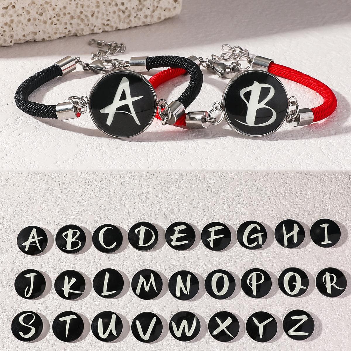 Couple Bracelet Glow in The Dark Bracelet Letter Lovers Charm Bracelet Adjustable Woven Bracelet Friendship Bracelet