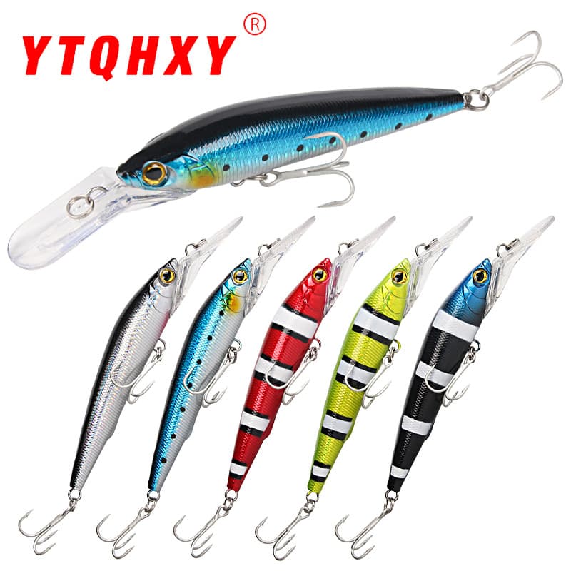 Long Distance Deep Diving Long Tongue Board Minnow 18.1cm42.5g With Enhanced Three Hook + Ring Bead Simulation Bait