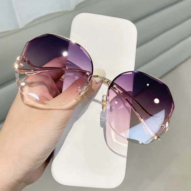 New Arrivals Rimless Sunglasses Women Metal Female Vintage Ladies Stylish Design Oversized Square Sun Glasses UV400