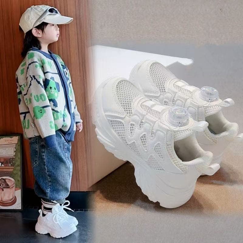 Girls Single Mesh Sports Shoes 2025 Spring And Summer New Children's Hollow Mesh Breathable Running Shoes Boys Children's Mesh Shoes