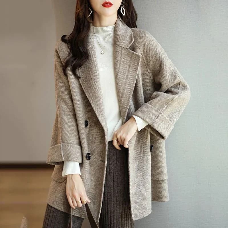 Mid-length Woolen Coat For Women 2022 Autumn And Winter New Loose Slimming Versatile Western Style Woolen Coat Trendy Thick