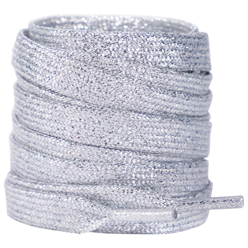 Shoe Accessories Polyester Silk Double Layer Shoelace White Shoes Gold and Silver Flat Shoelace Rope One Pair