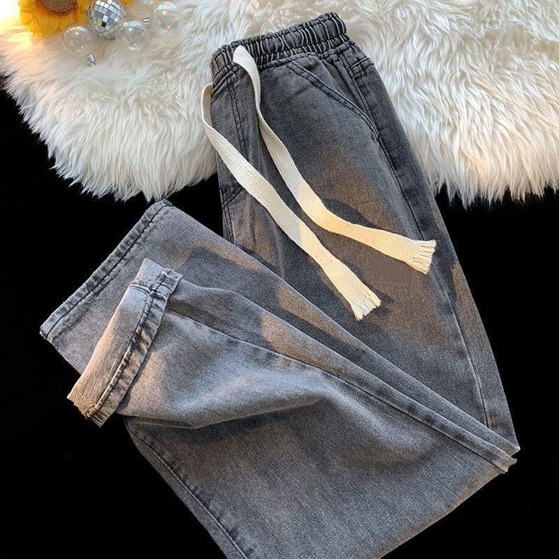 Men's Elastic Waist Work Jeans – Heavy Duty Relaxed Fit Carpenter Pants With Drawstring (S-5XL, Black/Blue/Grey)