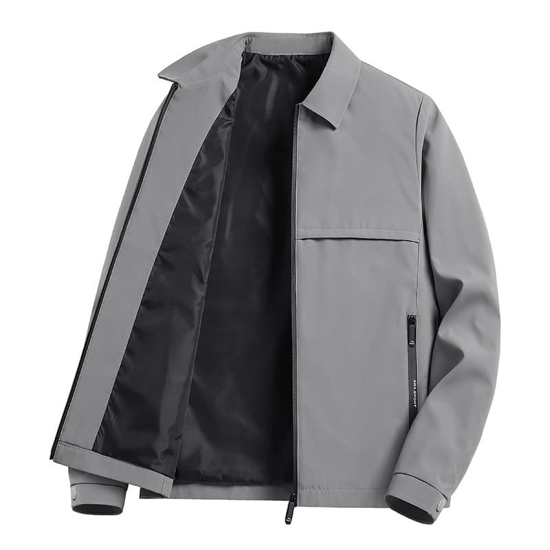 Men's Clothing manufacturers spring and autumn new middle aged and elderly thin coat lapel solid color zipper men's jacket one piece dropshipping