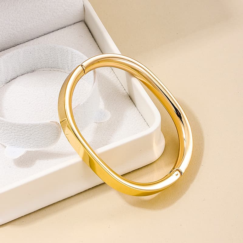 Simple High End Versatile Jewelry Round Smooth Plain Ring Temperament Ins Style Open Ladies Bracelet