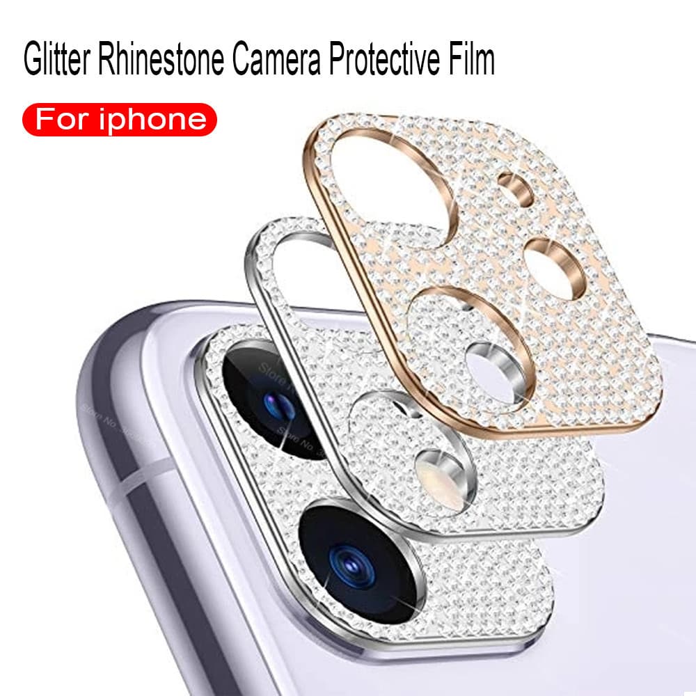 Rhinestone Glitter Camera Lens Protector Case For IPhone 12 11 Pro Max 12Pro Ifone 12 Mini Shiny Diamond Screen Protective Film