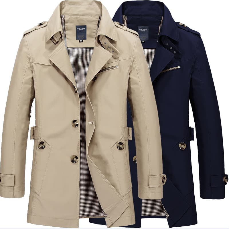 Veste légère en coton pour homme – Coupe-vent décontracté et élégant, infroissable, pour toutes les saisons (noir, kaki, bleu marine, vert kaki)