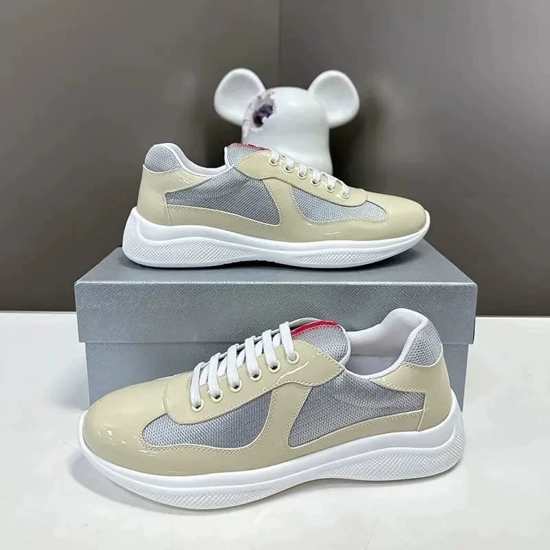 Chaussures de course polyvalentes à tête ronde pour domicile de l'Americas Cup, semelle plate véritable, cuir laqué de haute qualité