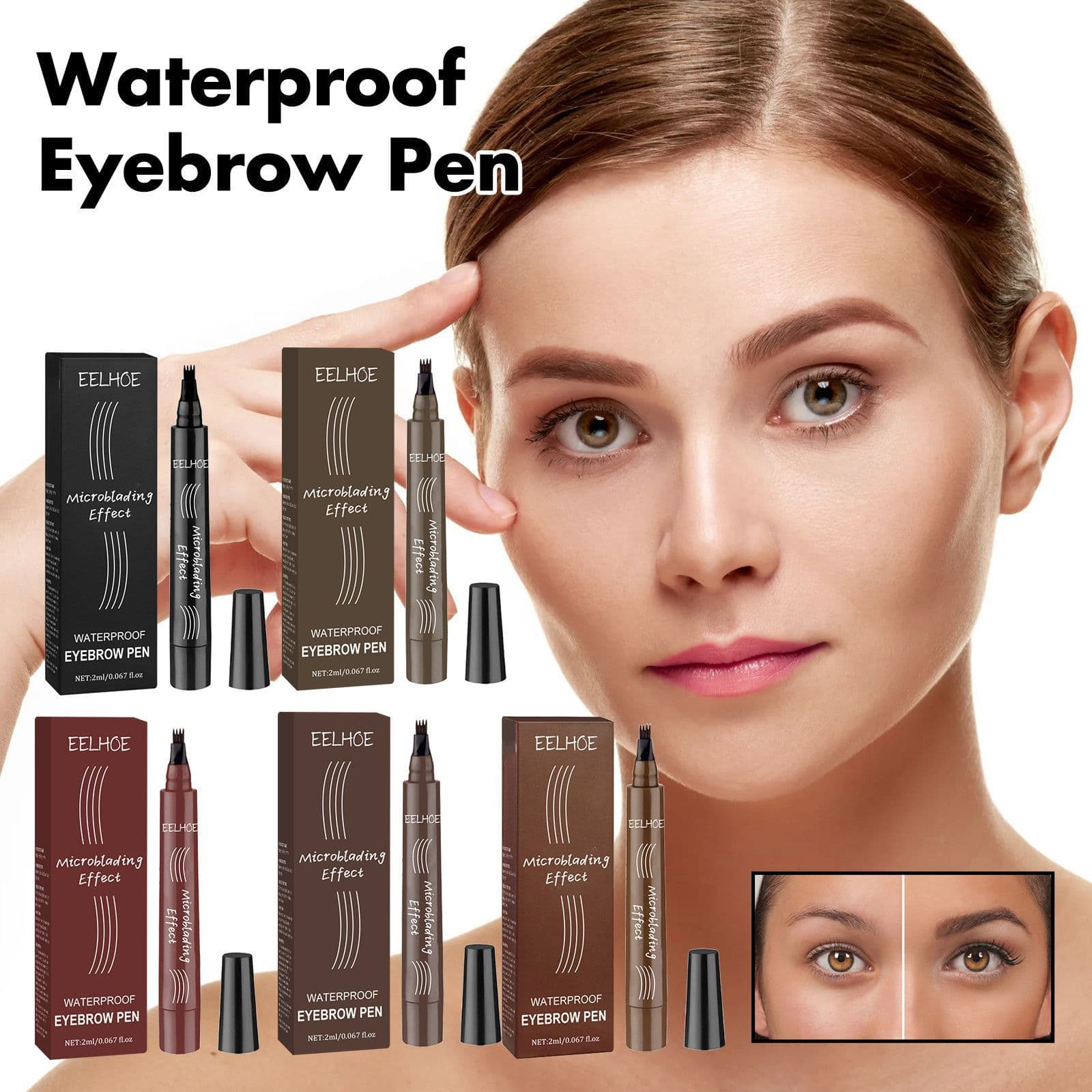 Four-Pronged Wild Water Eyebrow Pencil Modifies Eyebrows Waterproof and Sweatproof Fills Eyebrows Naturally Rich and Multi-Colored