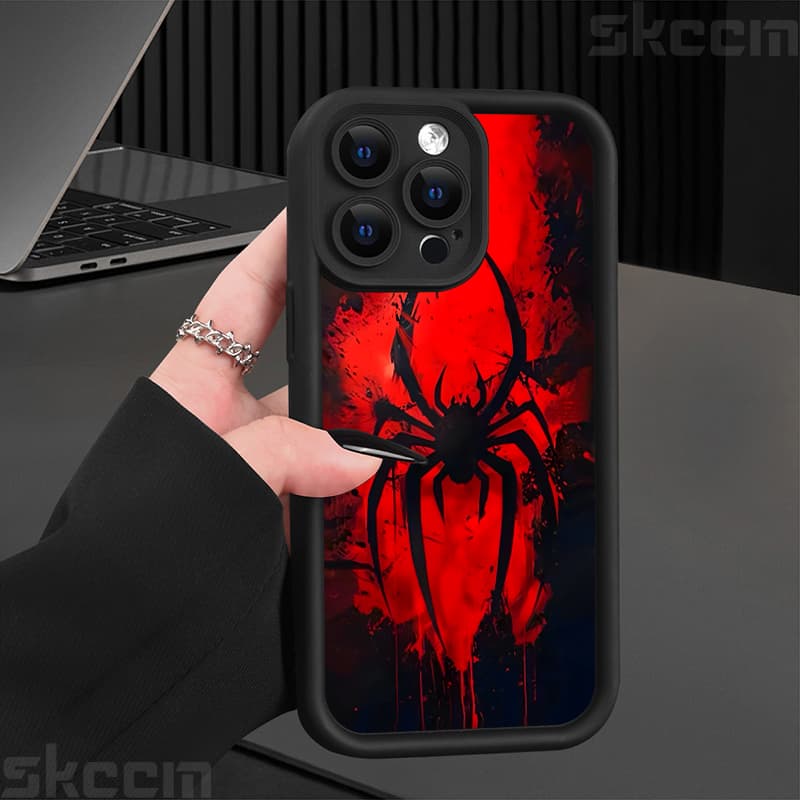 Blood Spider Pattern Design Silicone Soft Phone Case For IPhone 16 Pro Max 15 14 13 12 11 7 8 Plus X XR XS Lens Protection Cover